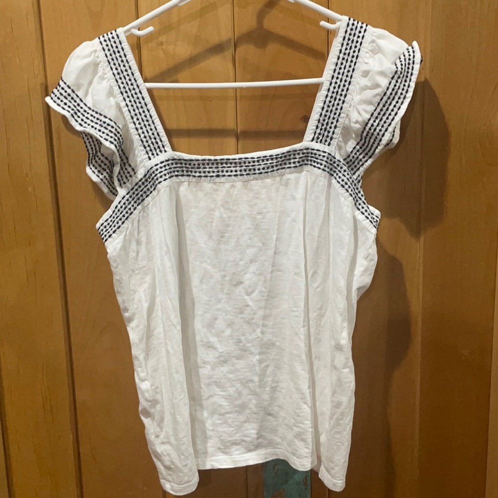 Loft White Peasant Style Tank Top